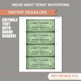Movie Night Party Invitations - 3 Color Variations + Ink Saver Page!